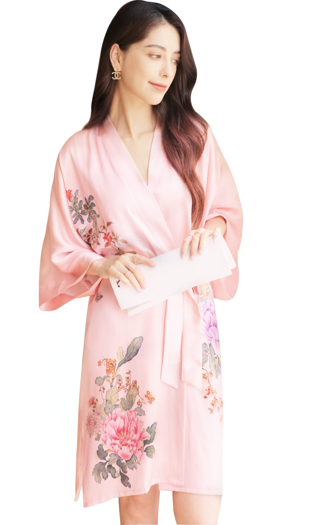 Luxury Women's 100% Pure Silk Kimono Robe - Short Sleeve Bathrobe & Pajama Set for Spa, Lounge & Sleepwear | Elegant Homewear & Bridal Gift Idea