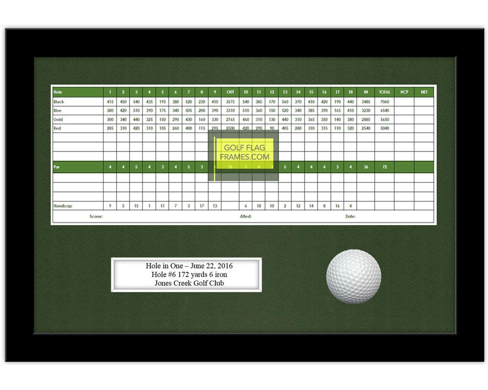 10x15 Black Golf Scorecard Shadowbox Frame - Hole in One Display Case for Golf Balls & Scorecards (Holds up to 5x12 Cards, Green Mat Included) - Perfect for Golf Tournaments, Clubhouse Displays & Memorabilia Collections