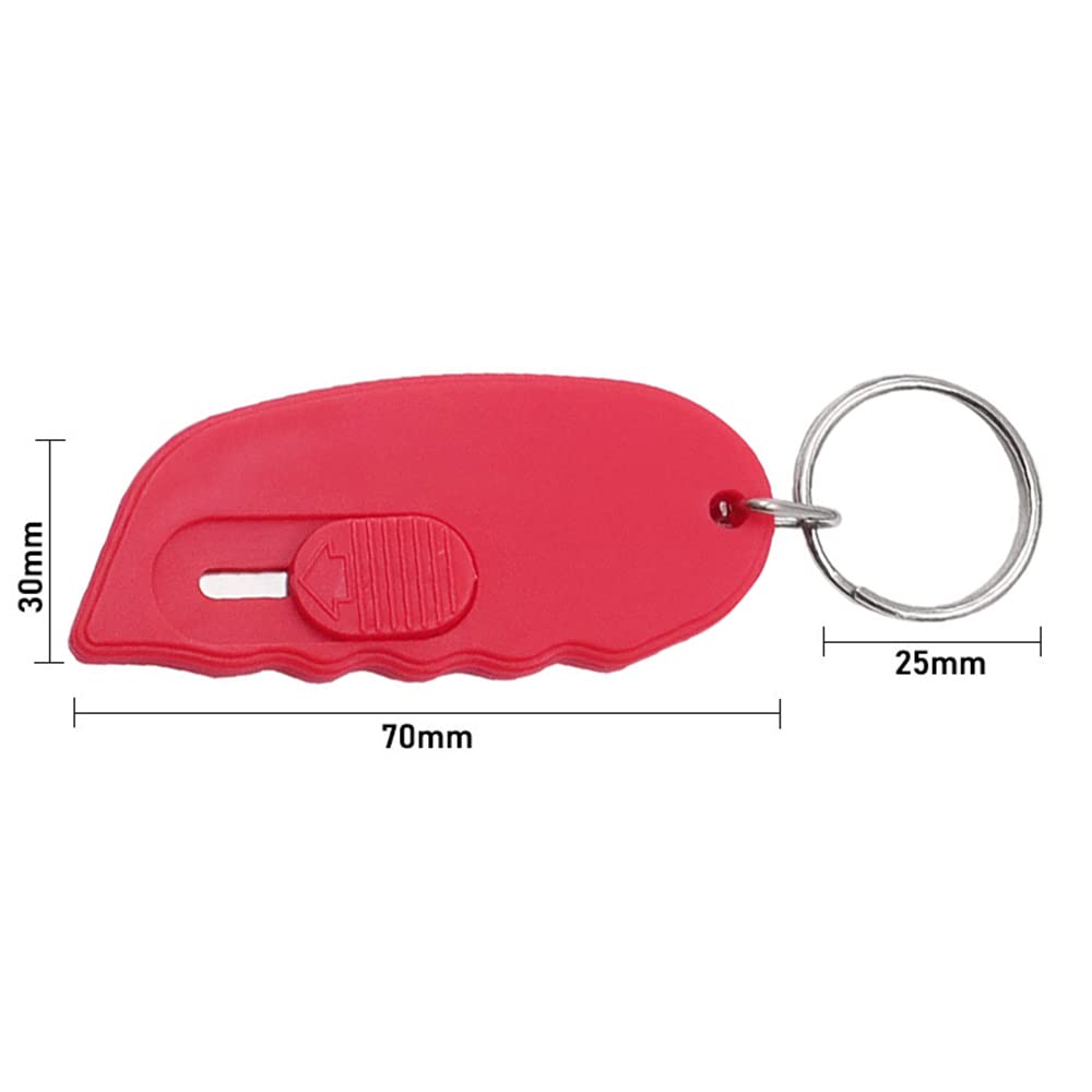 2-Pack Mini Box Cutter Keychain - Portable Retractable Utility Knife with Safety Lock, Letter Opener & Package Opener - Compact Pocket Knife for Home, Office & Travel (Red) - Perfect for Unboxing, Crafting & Daily Use