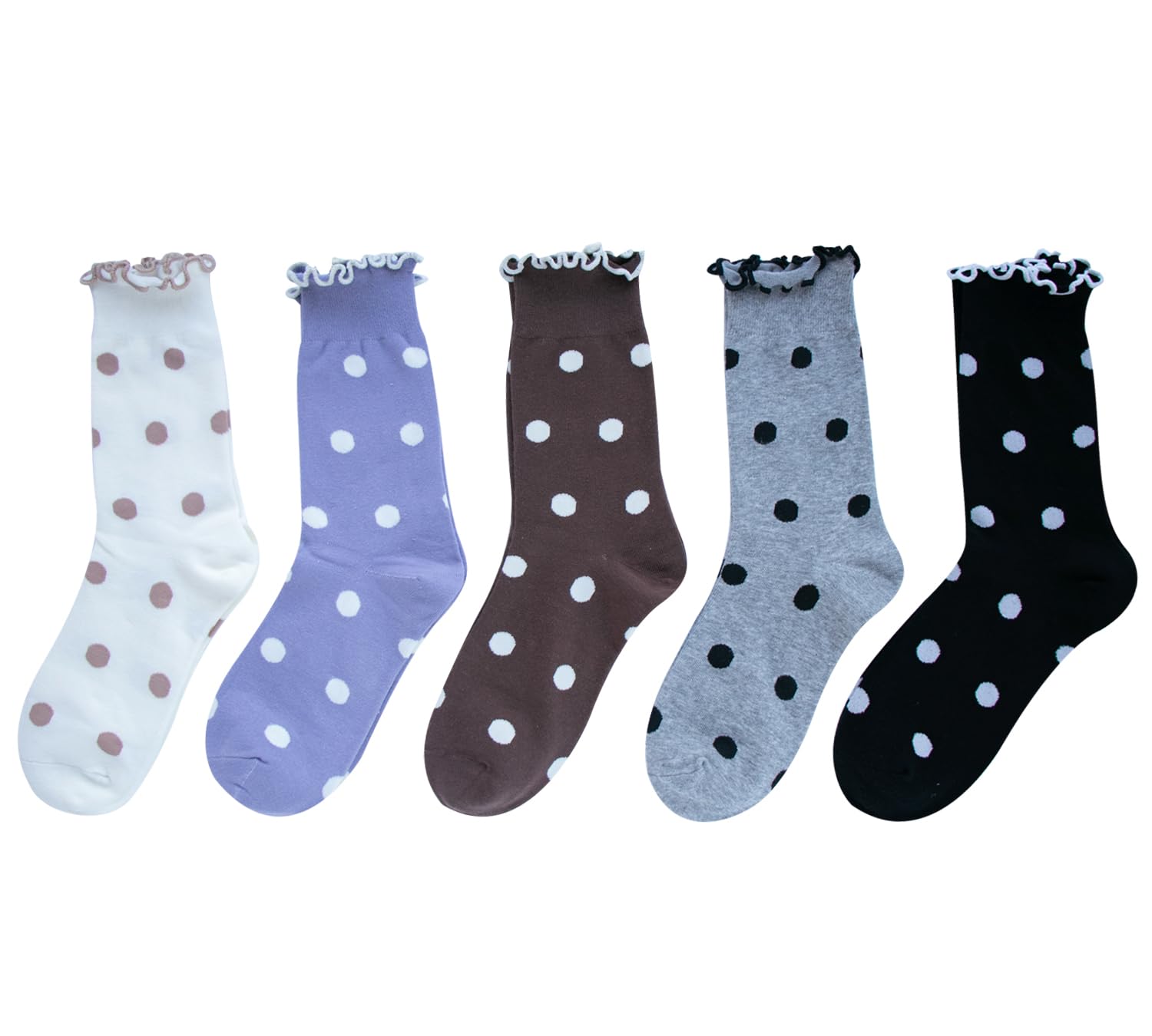 Polka Dot Cotton Ankle Socks for Women - 5/6 Pairs - Cute & Fun for Casual Wear