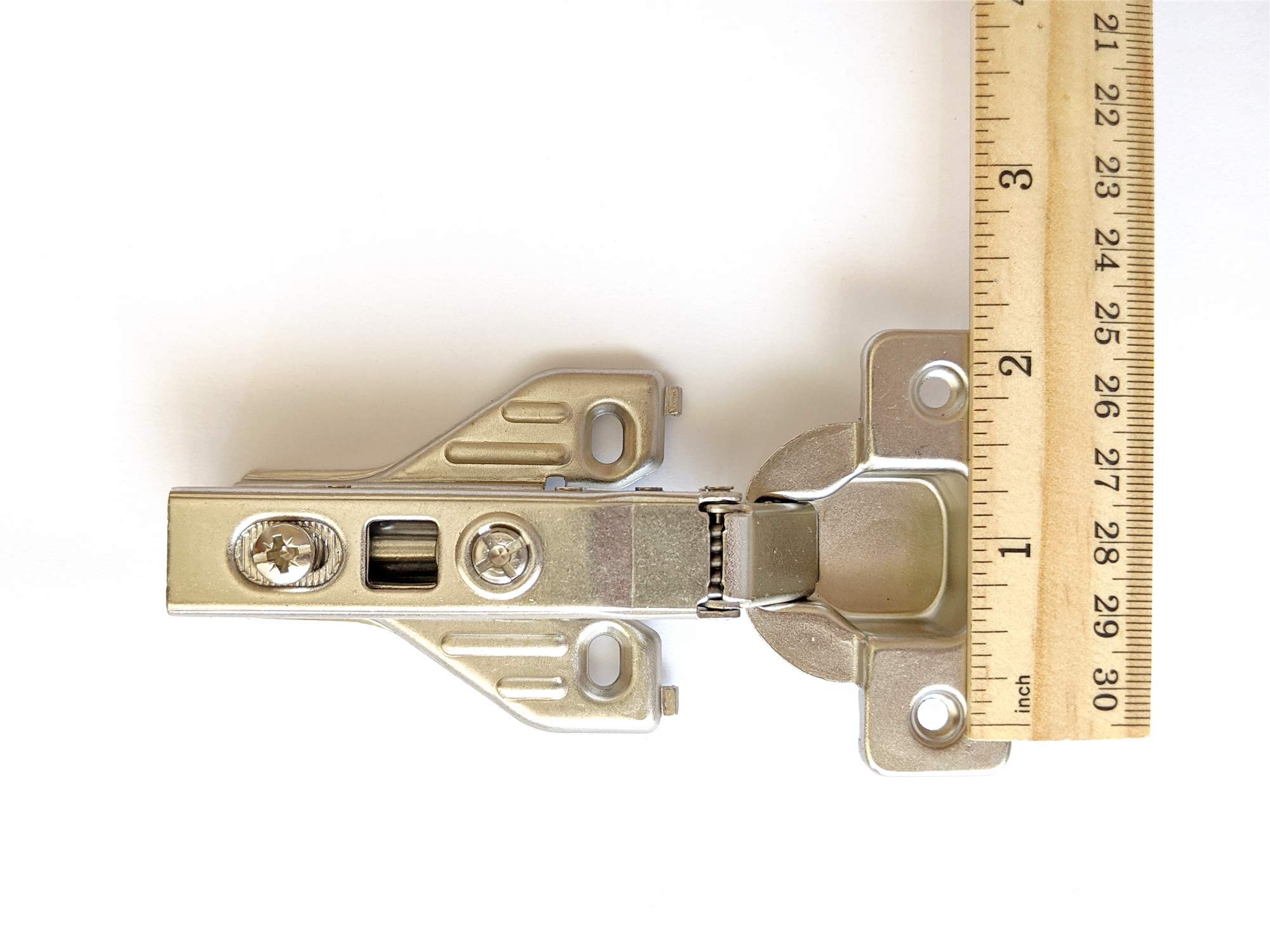 2-Piece Soft Close Clip-On Hinges 105° Self-Closing for Frameless Cabinets - Full Overlay with Mounting Plates & Premium Screws (1 Pair) - Durable Kitchen Cabinet Hardware for Seamless Cabinet Doors