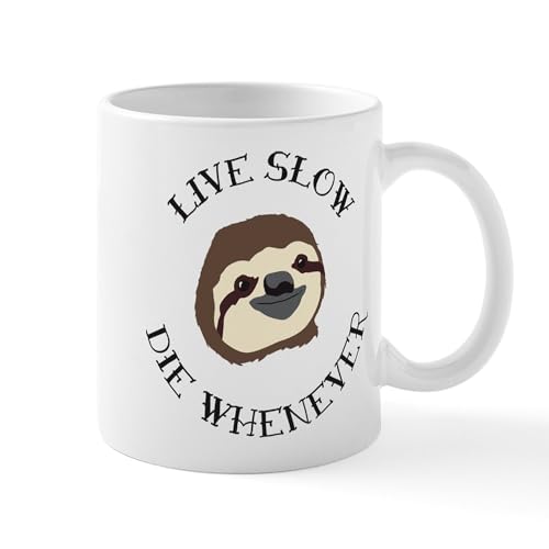 White - Sloth Motto Live Slow Die Whenever Mugs