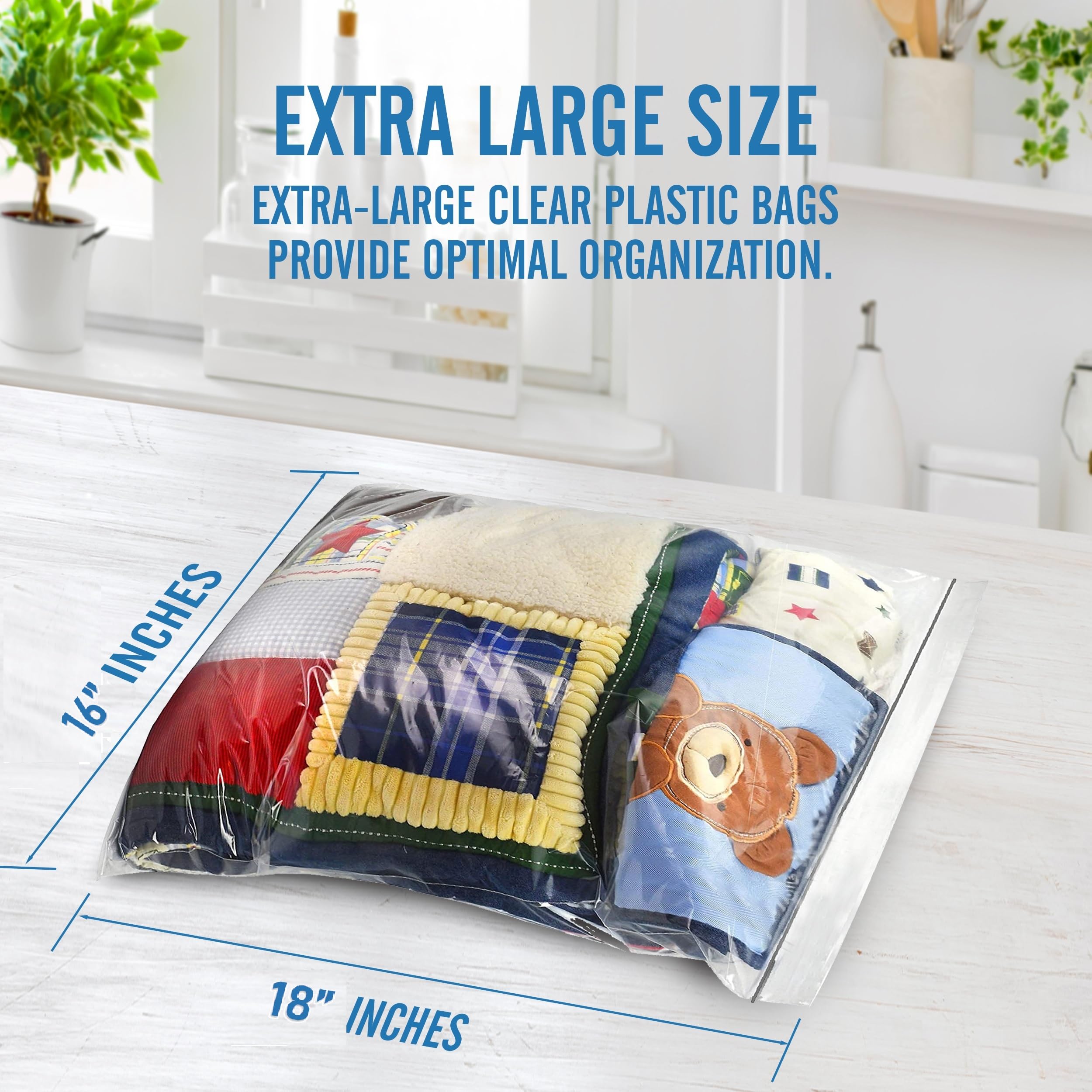 10 Pack 3.5 Gallon Large Clear Zipper Storage Bags - 16