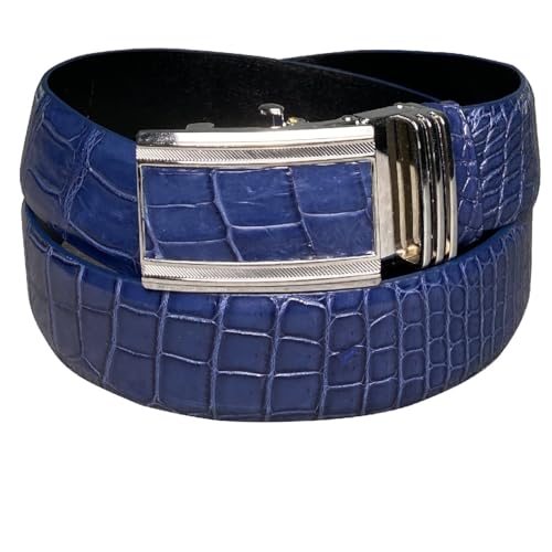 Navy Blue-croc Belly-auto Buckle