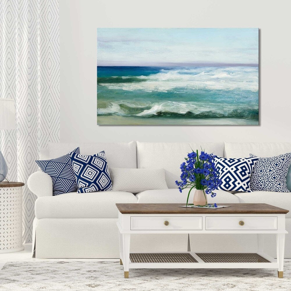 Azure Ocean by Julia Purinton - Stunning Canvas Wall Art Print for Living Room, Bedroom & Office Decor | Coastal Beach Theme Home Decoration