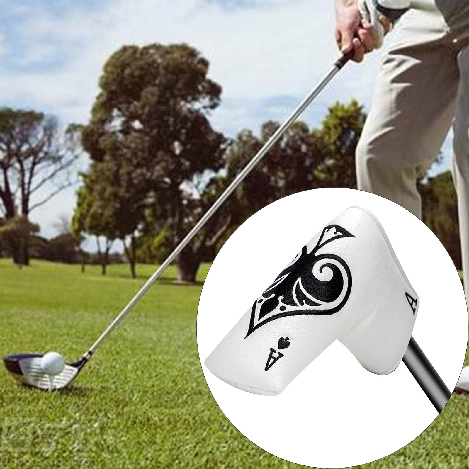 Waterproof PU Golf Putter Head Cover - Blade Protector with Embroidery for Standard Putters | Durable Club Protection for Rainy Days & Course Play