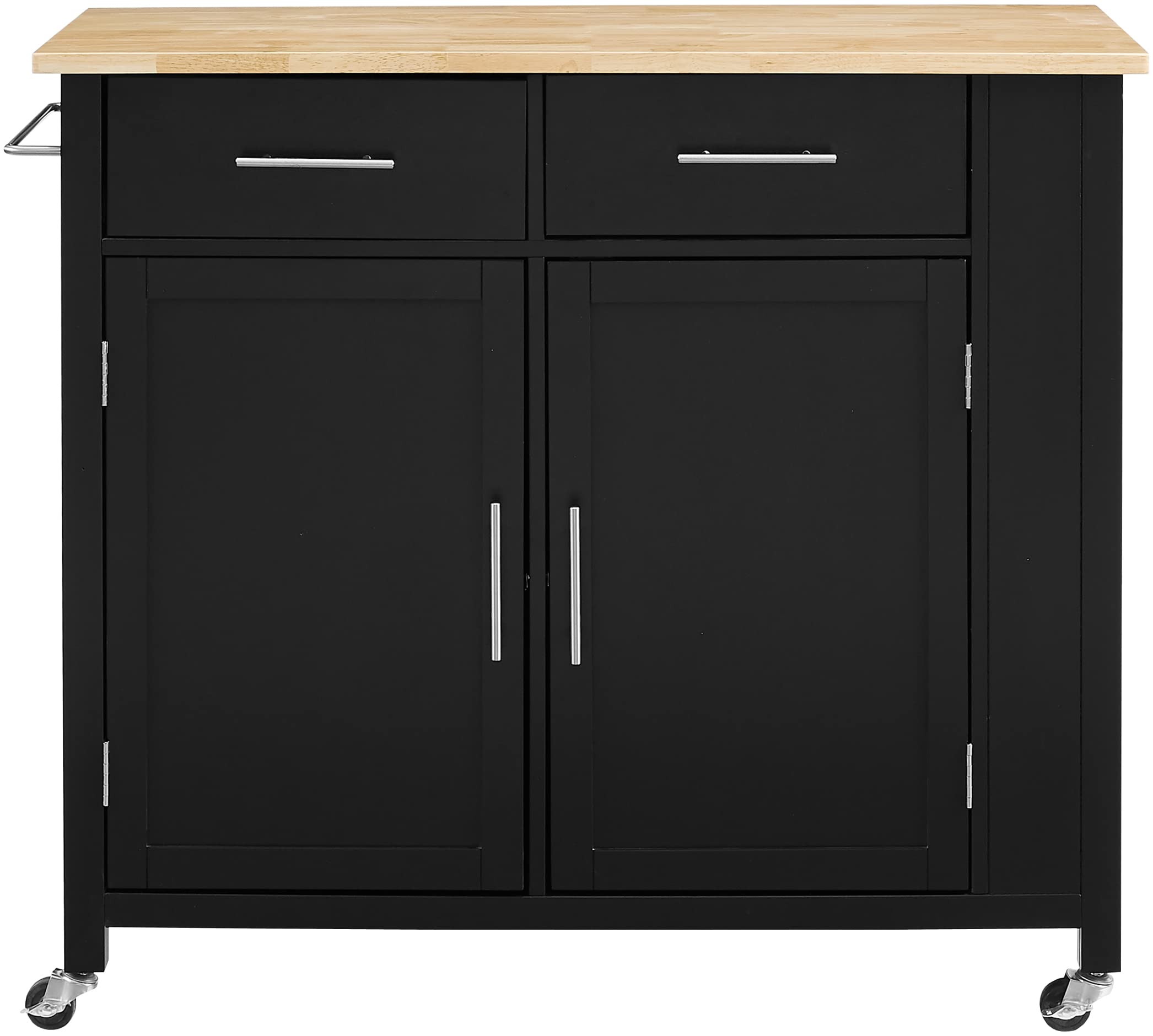 Crosley Savannah Drop Leaf Kitchen Island Cart with Wood Top, Spice Rack & Shelves - Black | Rolling Kitchen Cart for Small Spaces, Breakfast Nook & Apartment Living | Perfect for Storage & Food Prep