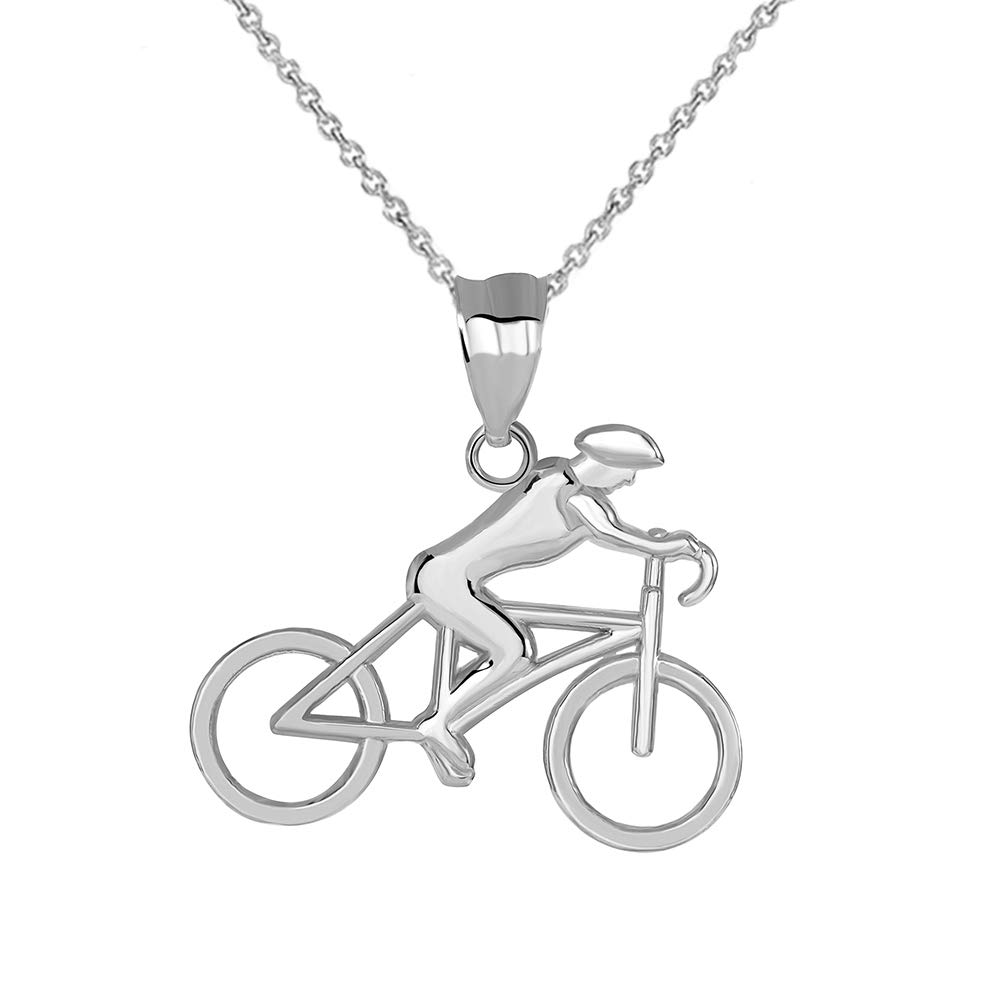 10K Gold Cyclist Pendant Necklace for Men - Durable Sports Jewelry Gift for Bike Riders & Cycling Enthusiasts - Perfect for Cycling Events, Workouts & Outdoor Adventures