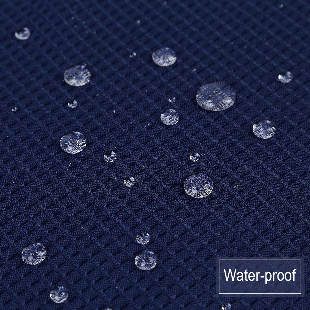 Waterproof Waffle Woven Half Window Curtains for Bathroom & Kitchen - Navy Blue Set of 2 (30