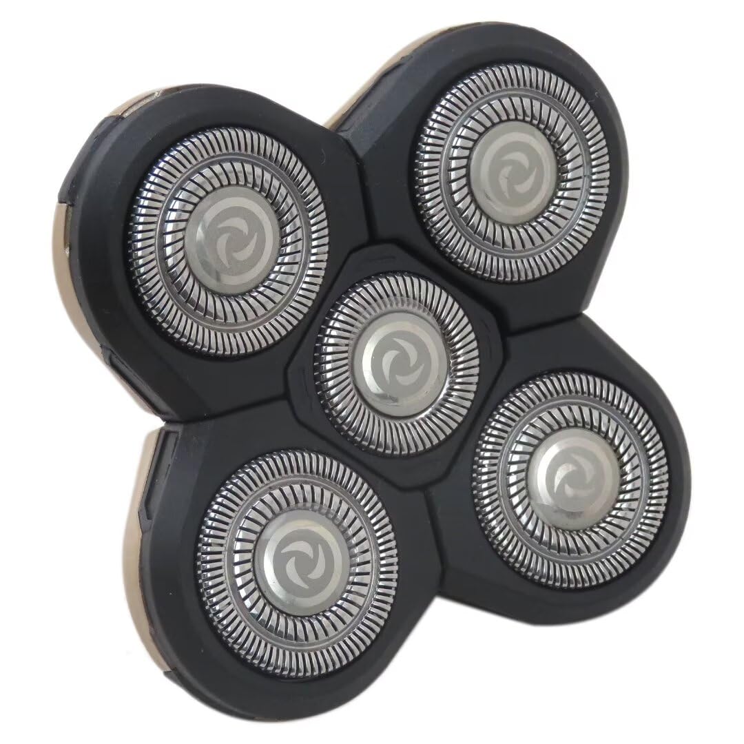 6 Blades Electric Shaver Replacement Heads for Bald Head Shaving - Compatible with Electric Razors - Includes Blade Cover (Black) by Huoptl - Perfect for Travel, Home & Gym Use