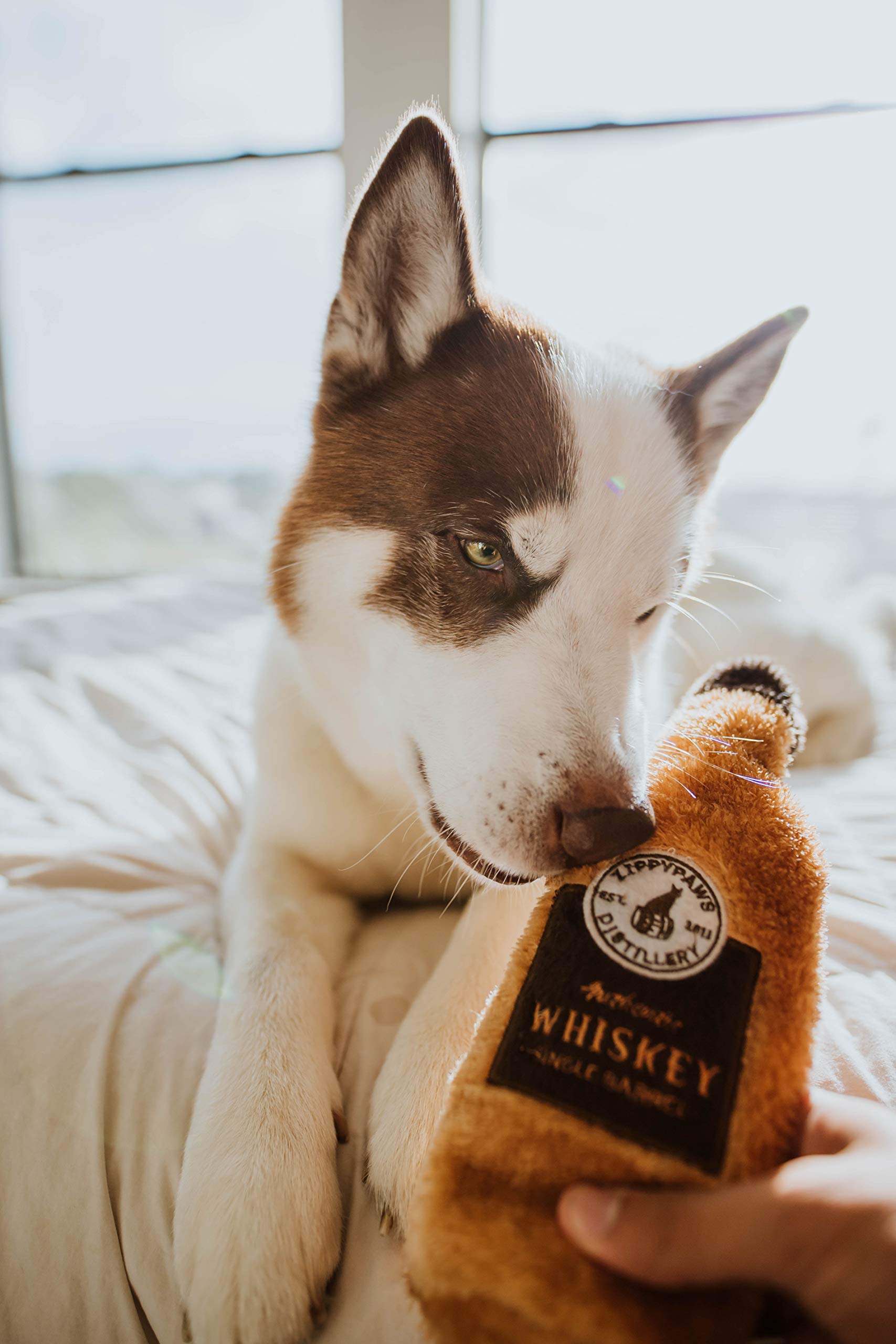 ZippyPaws Happy Hour Crusherz - No Stuffing Crinkle & Squeaky Dog Toy for Small and Large Dogs (Whiskey Design) - Perfect for Playtime, Training, and Interactive Fun at Home or Outdoors