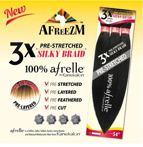AFREEZM 3X Pre-Stretched Silky Braiding Hair Extensions - Multi Pack for Black Women (6 Packs) - Perfect for Box Braids, Cornrows & Protective Styles