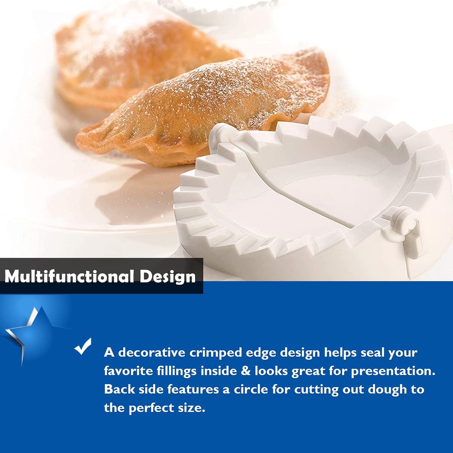 3-Piece Dough Press Set - Empanada Press, Dumpling Maker & Dough Cutter for Homemade Dumplings, Calzones, Ravioli, Empanadas | Perfect for Baking, Cooking & Family Meal Prep