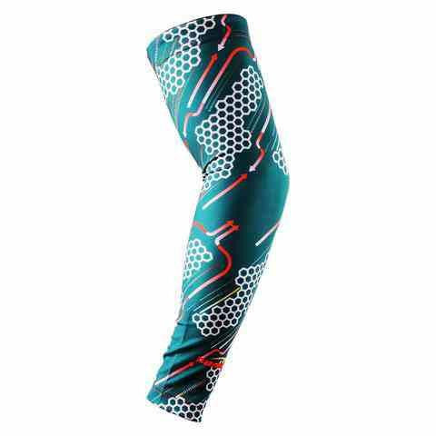 Compression Arm Sleeves for Men & Women - Anti-Slip Hacker Empire Green - Perfect for Sports, Fitness, Running & Workout Recovery