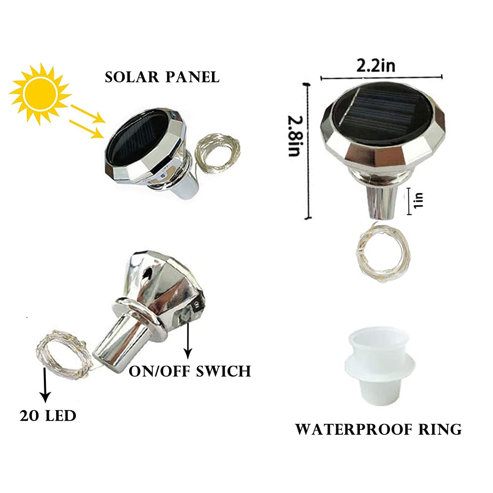 10 Pack Solar Wine Bottle Lights - 20 LED Diamond Cork Fairy String Lights, Waterproof Outdoor for Garden, Wedding, Patio (Cool White) - Perfect for Romantic Evenings & Outdoor Decor