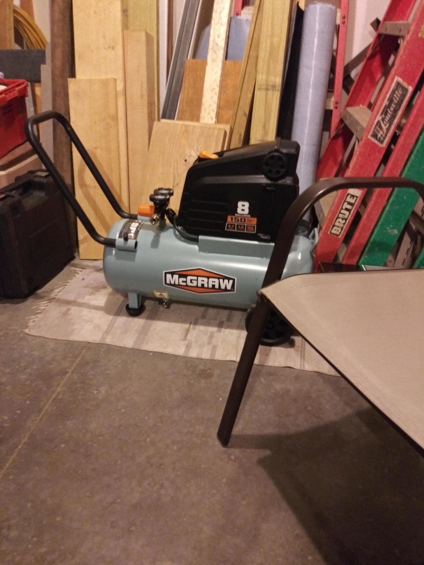 8 Gallon 1.5 HP 150 PSI Oil-Free Portable Air Compressor for Home Garage, DIY Projects, and Inflating Tires, Sports Equipment