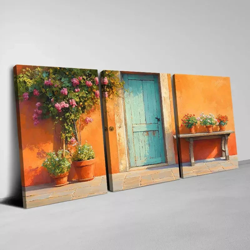3-Piece Vintage Floral Wall Art Set - Framed Canvas Prints 50x70cm (20x28in) | High-Quality Australian-Made Home Decor | Perfect for Front Door, Living Room & Bedroom Wall Decor