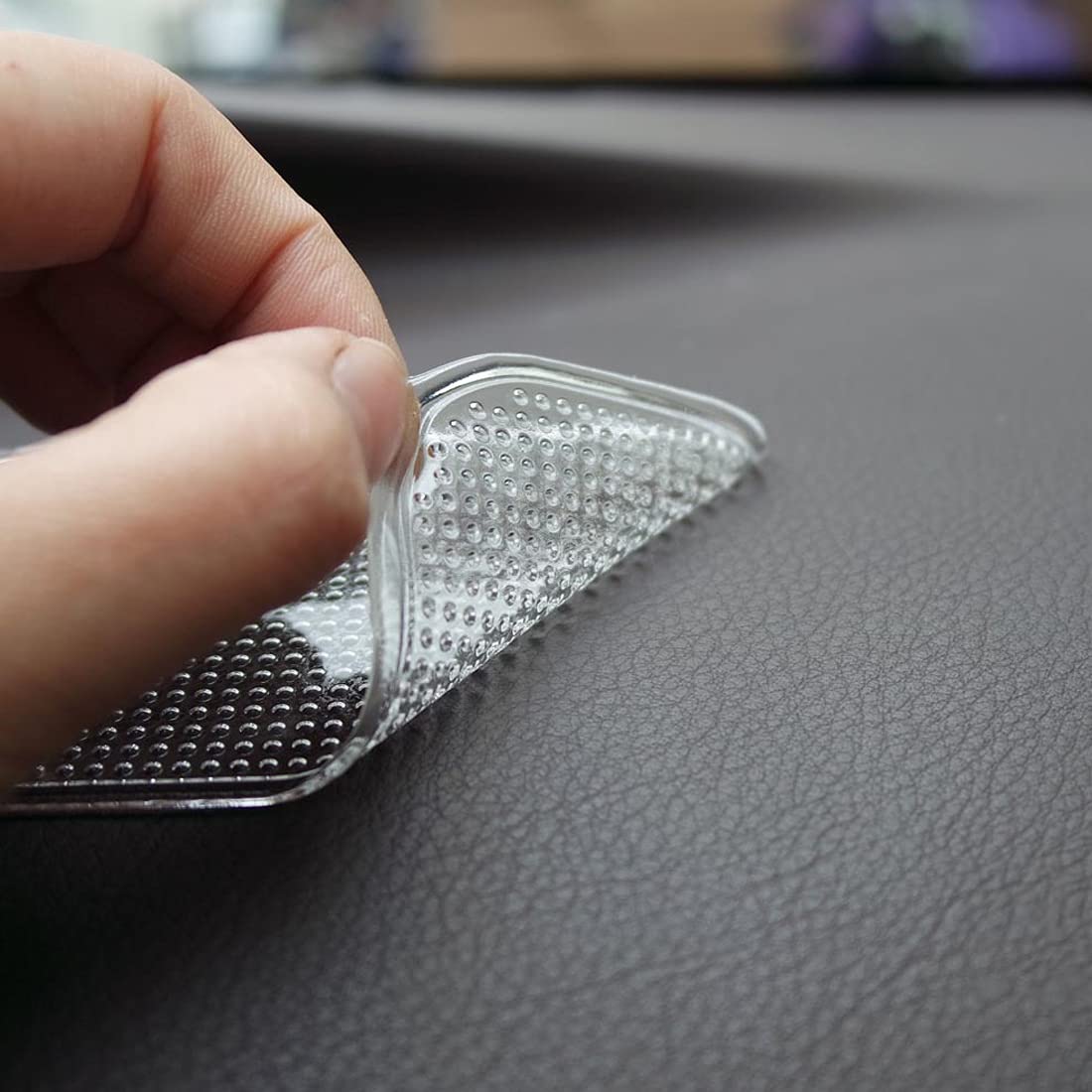 4-Piece Non-Slip Car Dashboard Mat Set - Anti-Slip Ripple Sticky Grip Pads for Phone, Keys, Sunglasses & GPS (Large Black 10.6