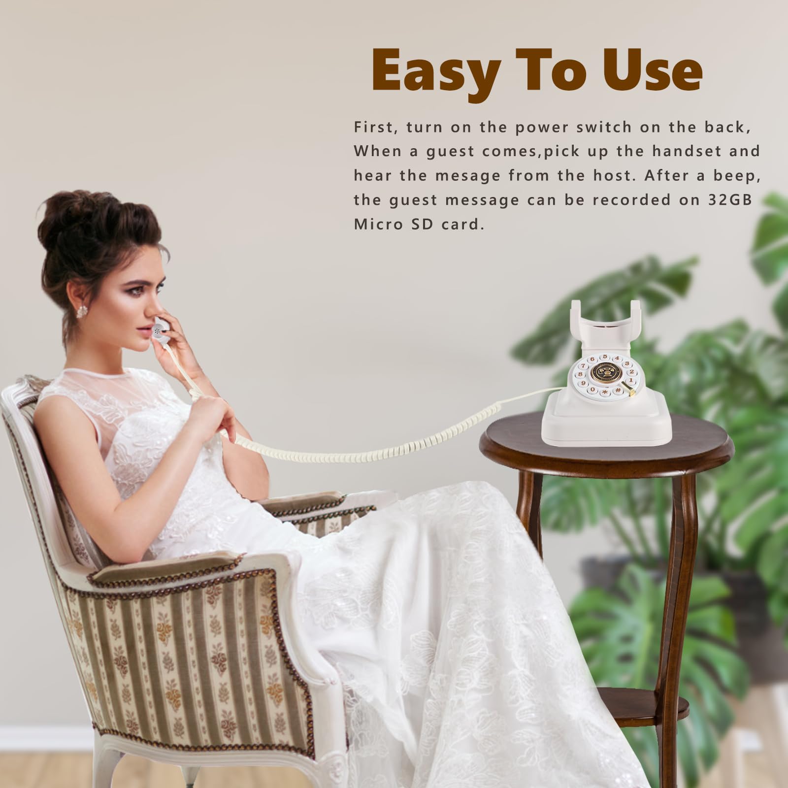 Audio Guest Book Wedding Phone - Record Audio Messages for Guestbook Alternative | Perfect for Weddings, Birthdays, Baby Showers & Anniversaries (White) | Create Lasting Memories with Voice Recordings at Special Events