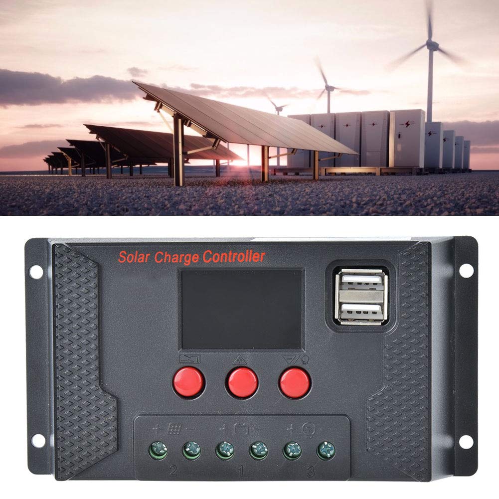50A Solar Charge Controller with 1.5A USB Output - MPPT Photovoltaic Panel Charger for Lithium Iron & Ternary Polymer Batteries - Perfect for RV, Boat, Off-Grid Solar Systems & Emergency Power Supply