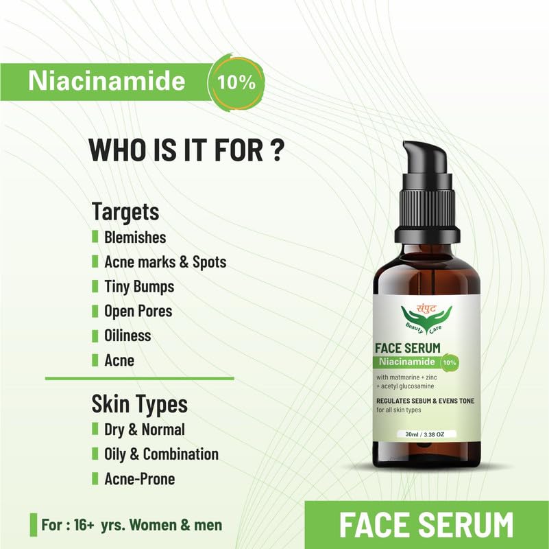 Niacinamide 10% Face Serum for Oily & Acne-Prone Skin - SAMPUT BEAUTY CARE Oil Control, Brightening & Pore Minimizing Treatment - 30ml (1 Pack) - Perfect for Daily Skincare Routine & Nighttime Use