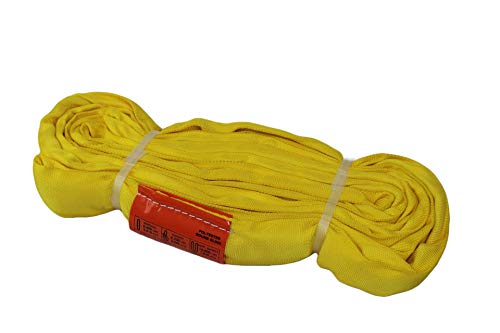 ATERET Heavy Duty Yellow Polyester Round Lifting Sling - 8,400 lb Vertical & 16,800 lb Basket Capacity - 20ft Length for Construction, Rigging & Material Handling