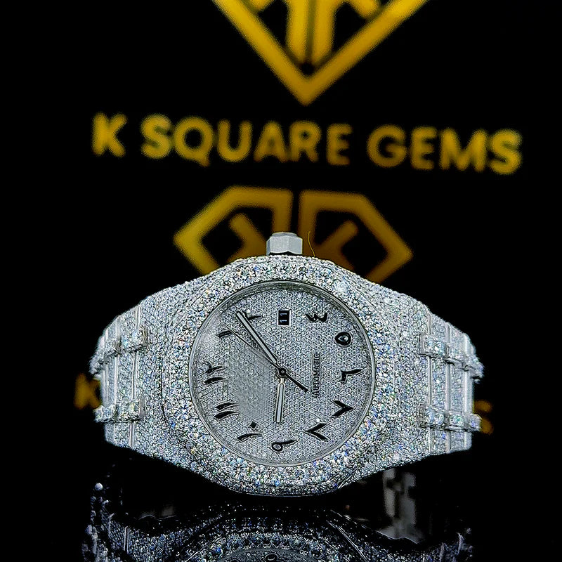 Luxury Moissanite Iced Out Watch for Men - Swiss Automatic Movement - Perfect for Formal Events, Parties & Special Occasions