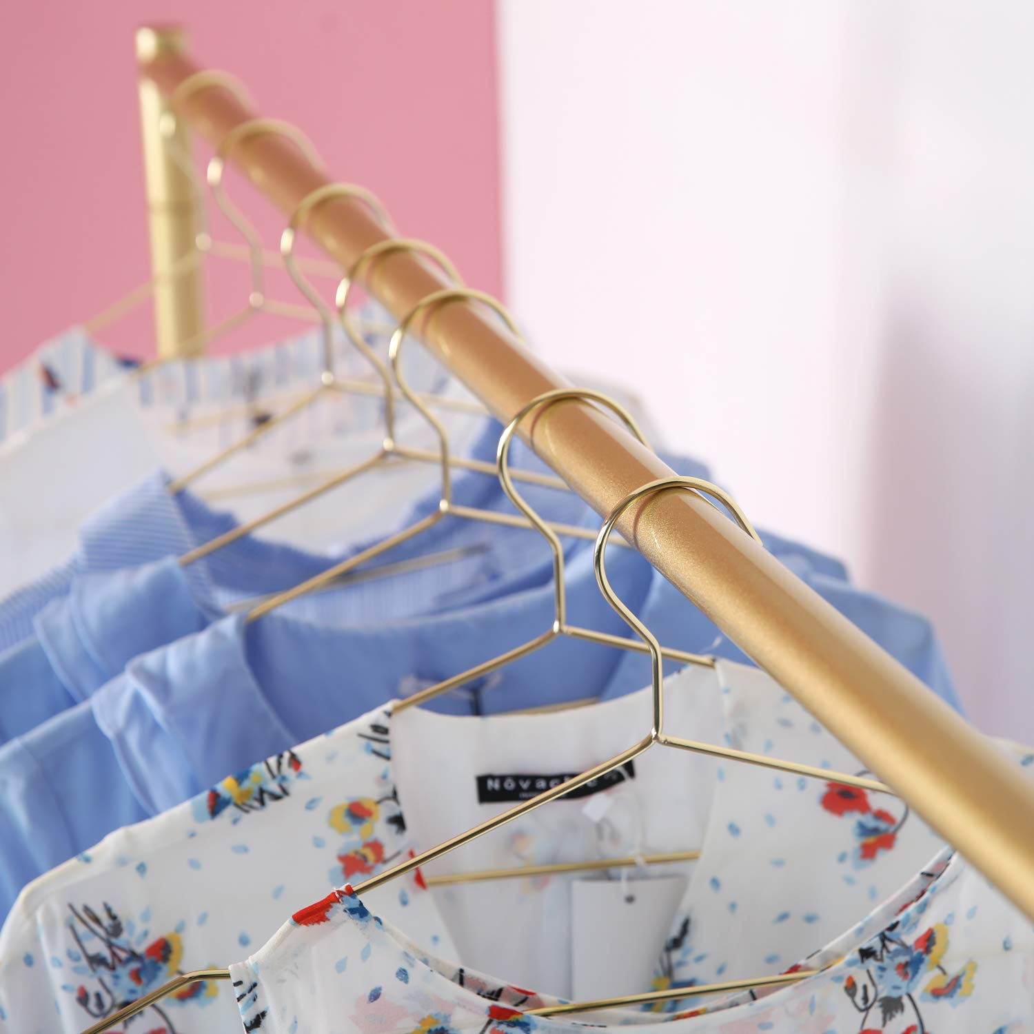 Gold Rolling Clothing Rack with Wheels - 59 Inch Modern Garment Rack for Boutique Display & Retail Store Use | Perfect for Clothing Stores, Home Closet Organization & Fashion Showrooms