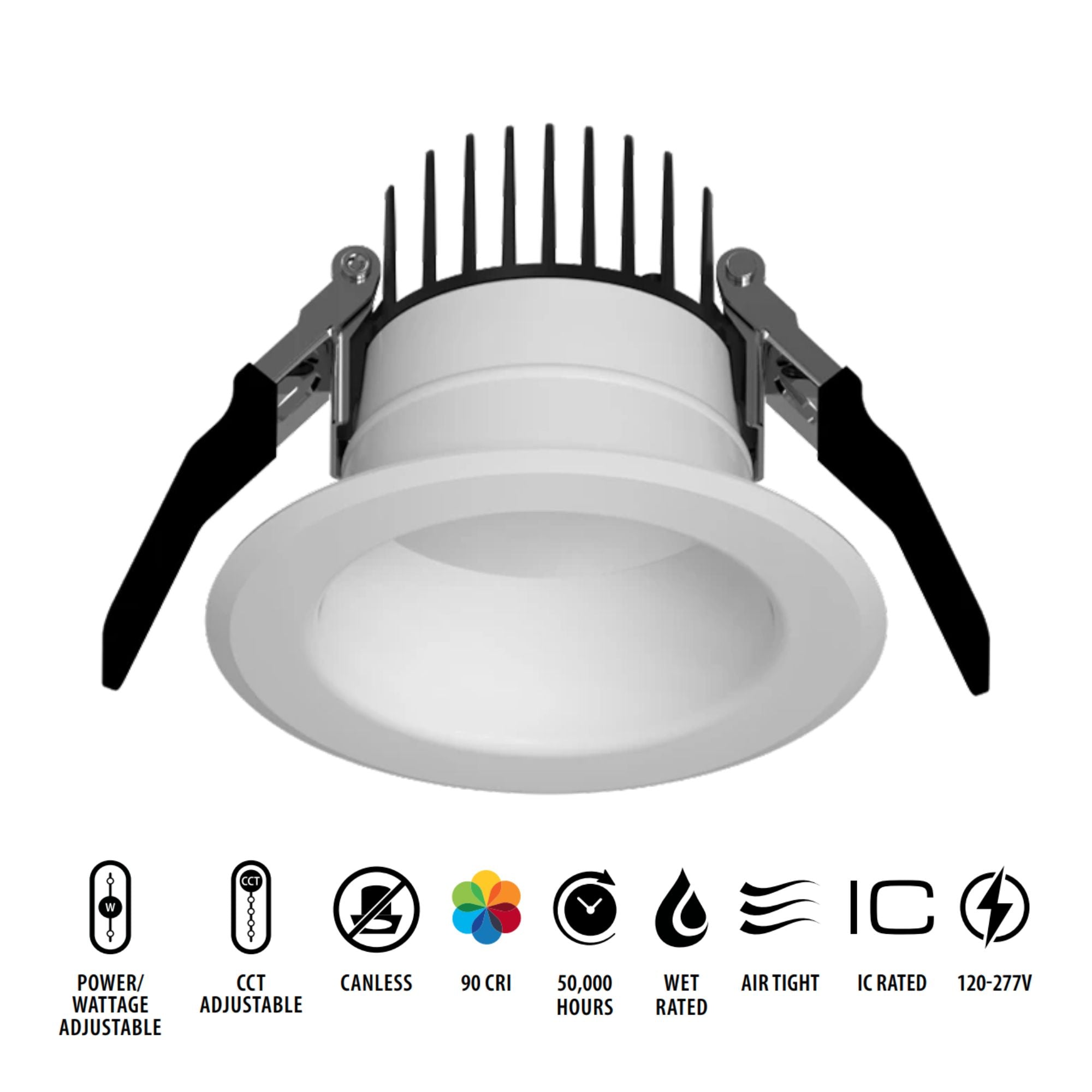 3 High Output Commercial Downlights 1500 Lumens 5 CCT Adjustable 120-277V ELV/0-10V Dimmable - Perfect for Retail Stores, Warehouses & Office Lighting