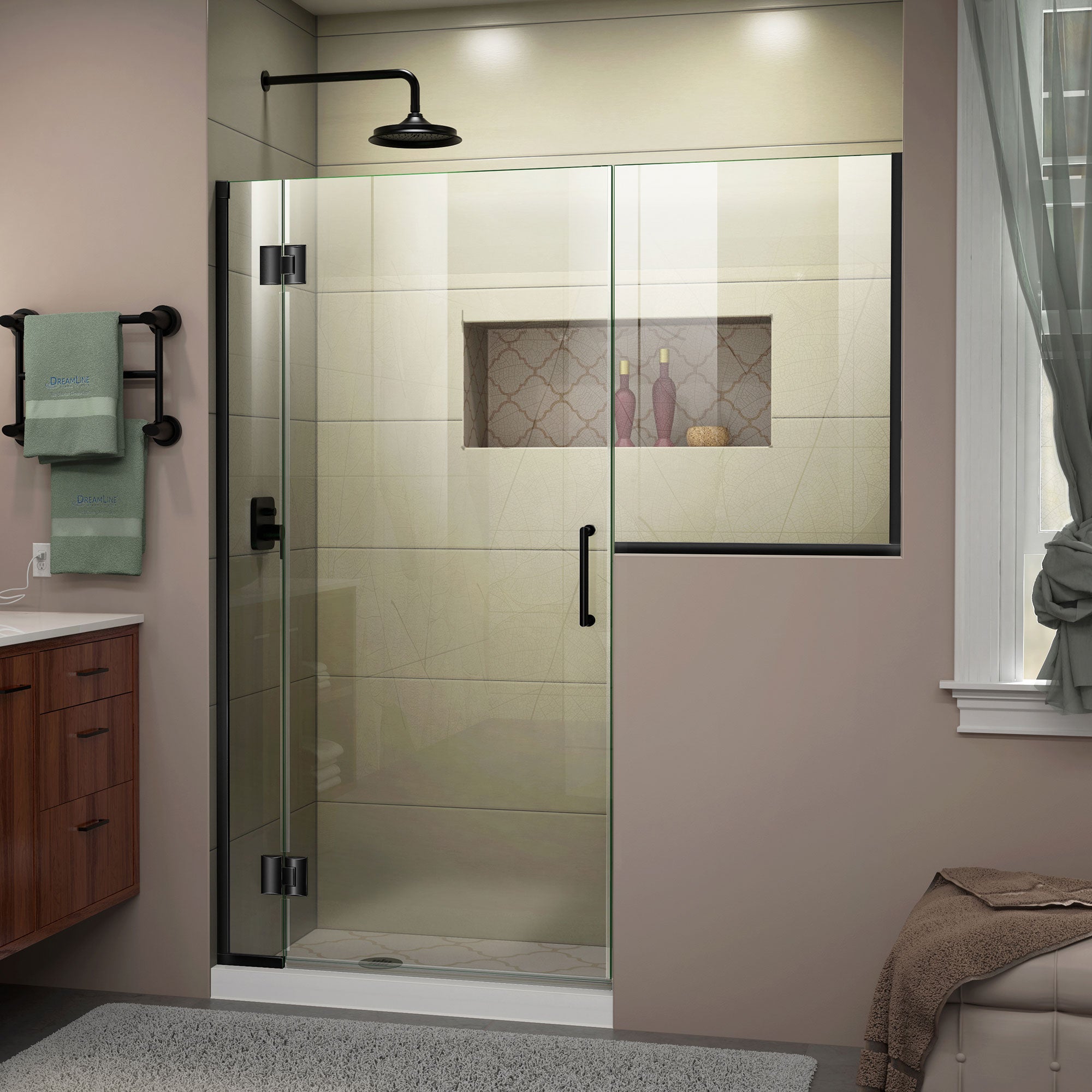 DreamLine Unidoor X Frameless Hinged Shower Door 56.5