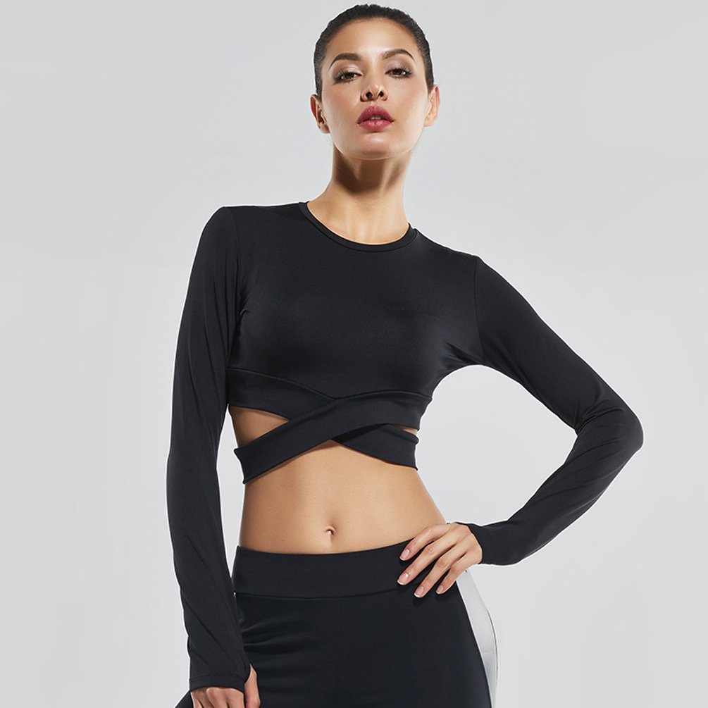 Fanceey Women's Yoga Shirt - Breathable Crop Top for Fitness, Gym & Workout | Trendy Sports Bra Alternative for Yoga, Pilates & Running