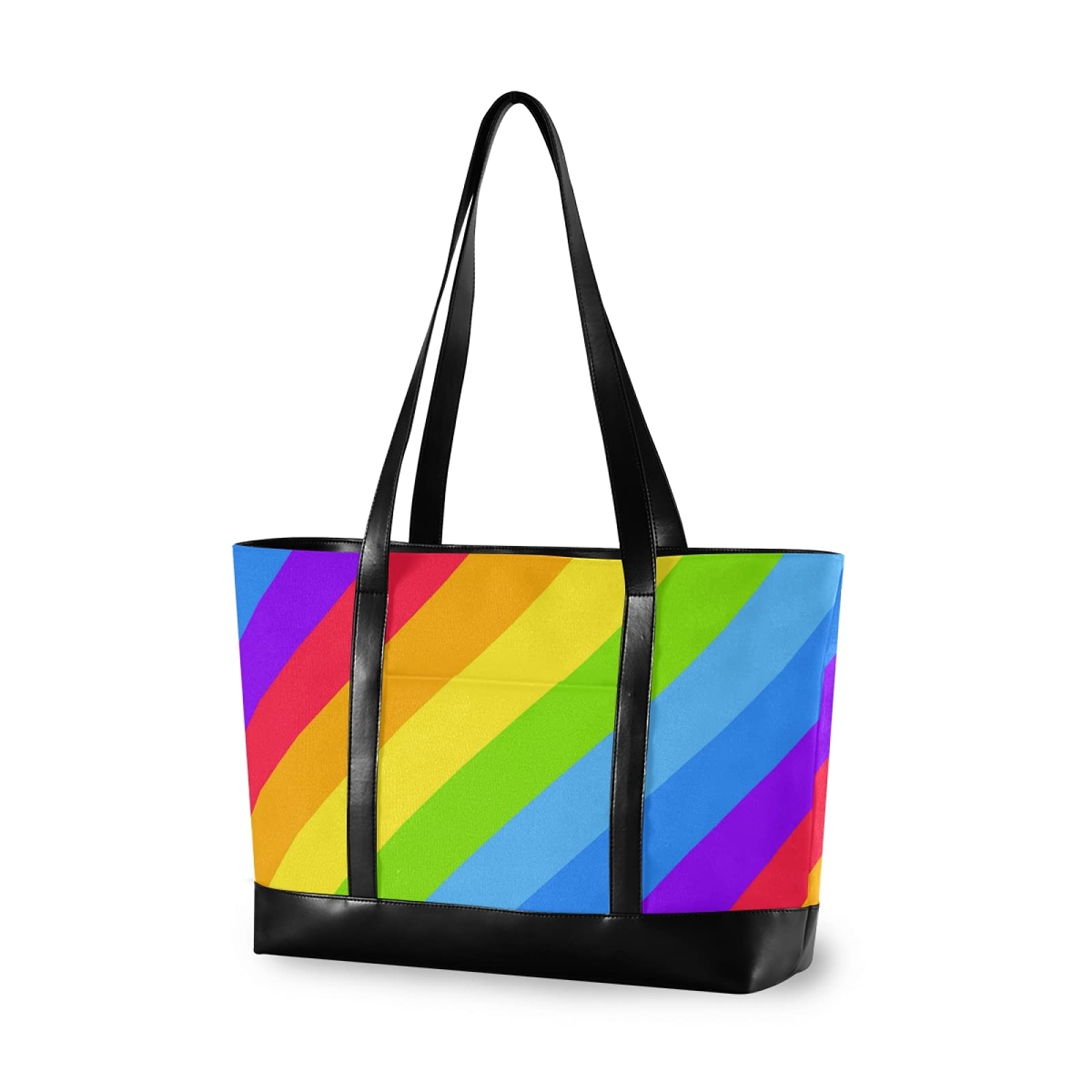 ALAZA Geometric Striped Rainbow Laptop Tote Bag for Women - 15.6 Inch Laptop Organizer Work Purse with Multiple Pockets | Perfect for Teachers, Office Professionals & College Students (School, Work, Travel)