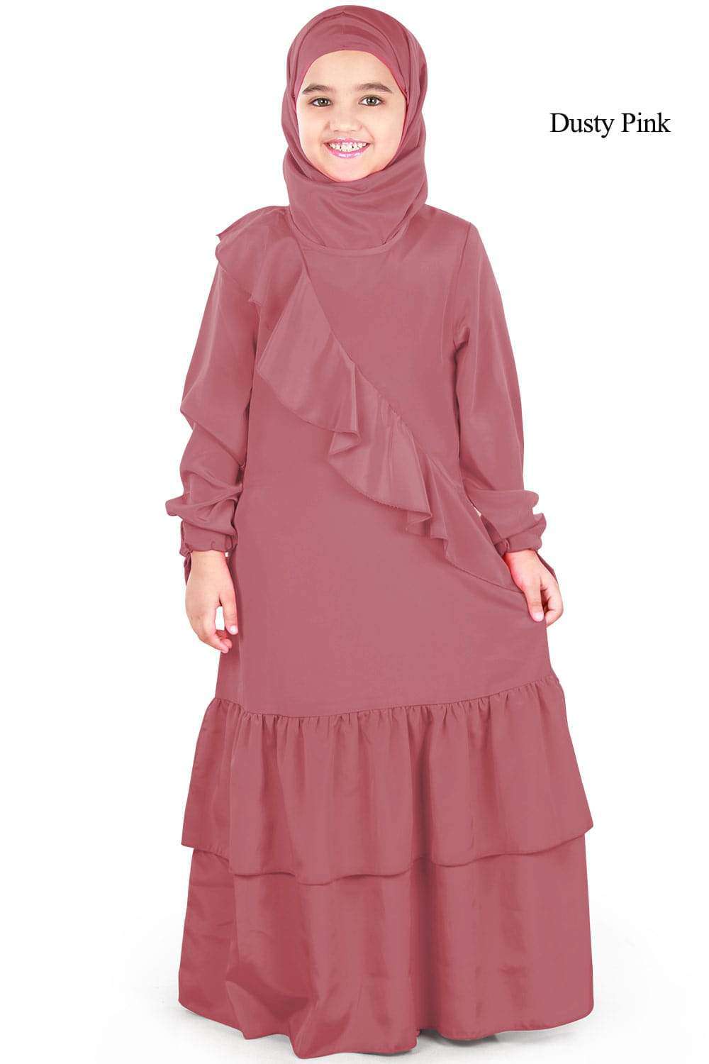 Rahilah Kids Abaya Dress - Islamic Prayer Dress for Girls - Perfect for Eid, Mosque, and Special Occasions