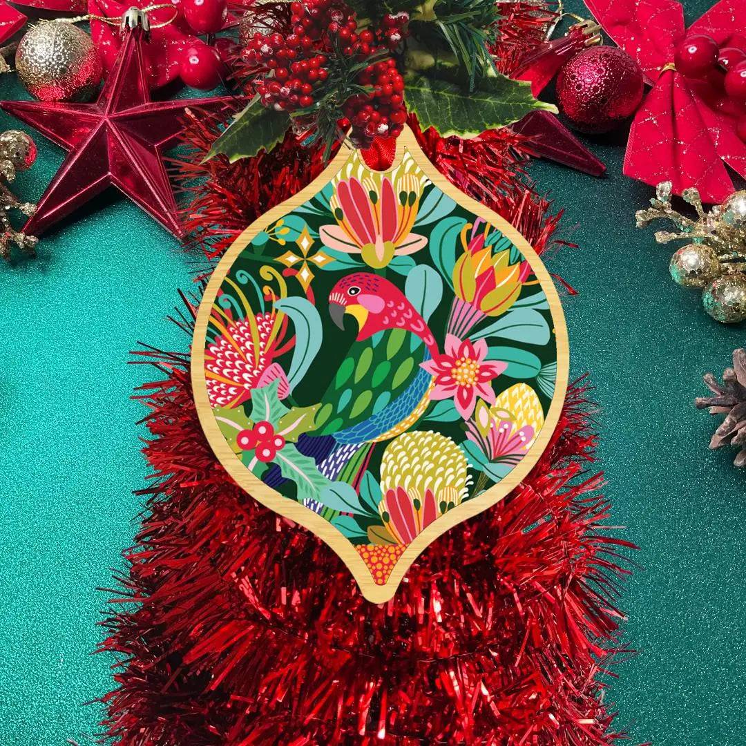 Handmade Aussie Rosella Christmas Bauble - Unique Australian Bird Ornament for Holiday Tree Decorations - Perfect for Xmas Gifts, Home & Office Festive Decor