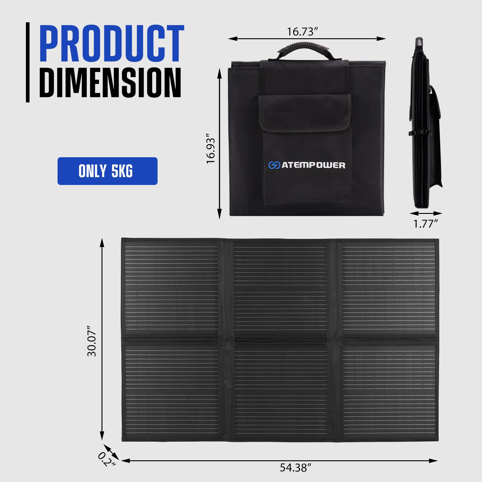 ATEM POWER 120W Portable Solar Panel Kit - Foldable Monocrystalline Solar Charger with 20A MPPT Controller & USB Output for RV, Camping, Off-Grid Power (Charges 12V Batteries/Power Stations) - Perfect for Outdoor Adventures, Emergency Backup & Sustainable Energy Solutions