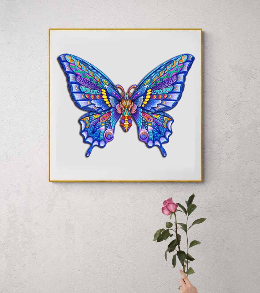 Premium Wooden Jigsaw Puzzle for Adults & Kids - 148-Piece Butterfly & Animal Shapes Puzzle with Wooden Storage Box (12.4 x 9.4 Inch) - Perfect for Family Game Night, Stress Relief & Home Decor