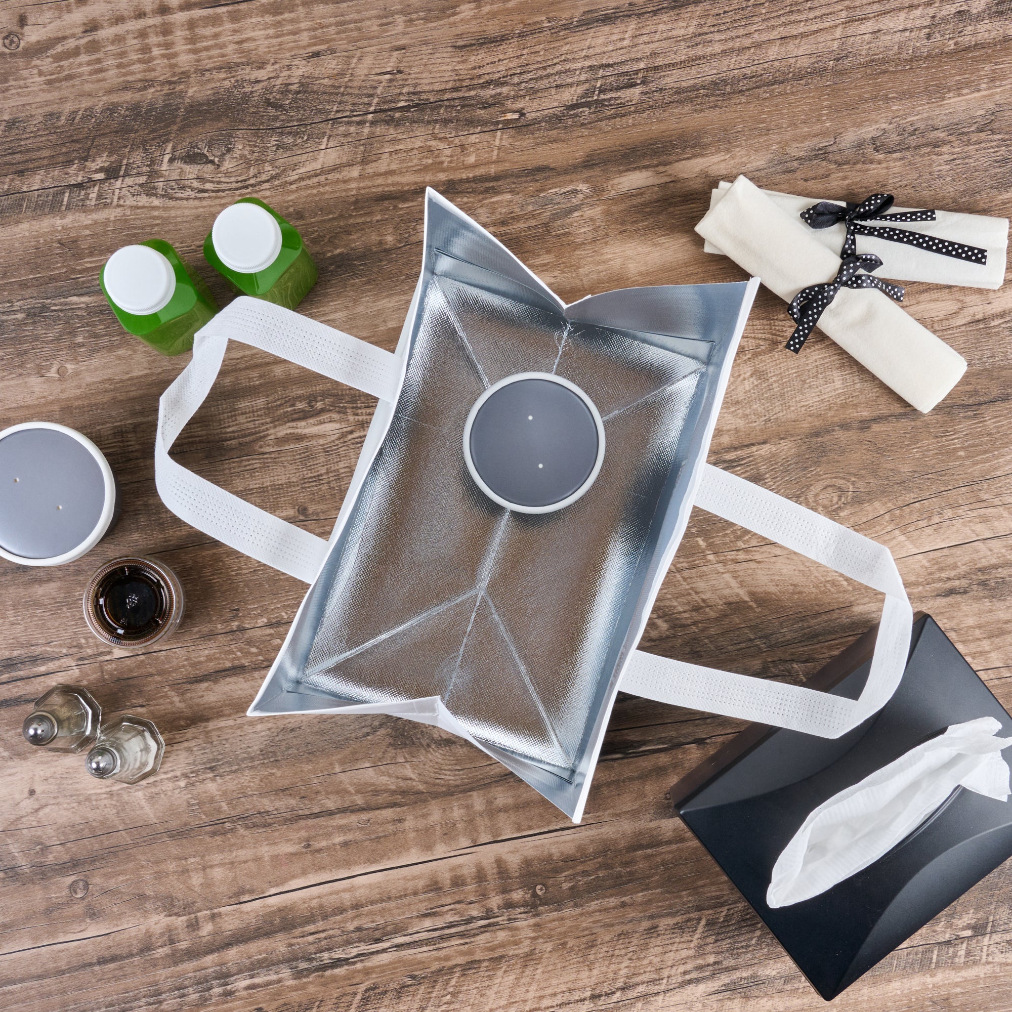 Premium White Insulated Takeout Food Delivery Bags - Tamper Evident, 11.75