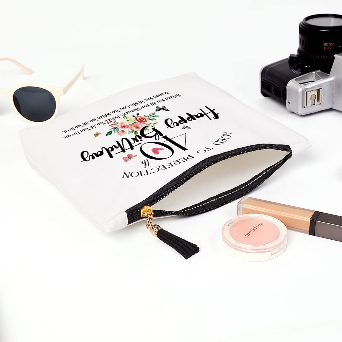40th Birthday Gifts for Women - Elegant Makeup Cosmetic Bag for Mom, Wife, Sister, Friend, Teacher, Boss & Colleagues - Perfect Gift for Special Occasions & Travel Essentials