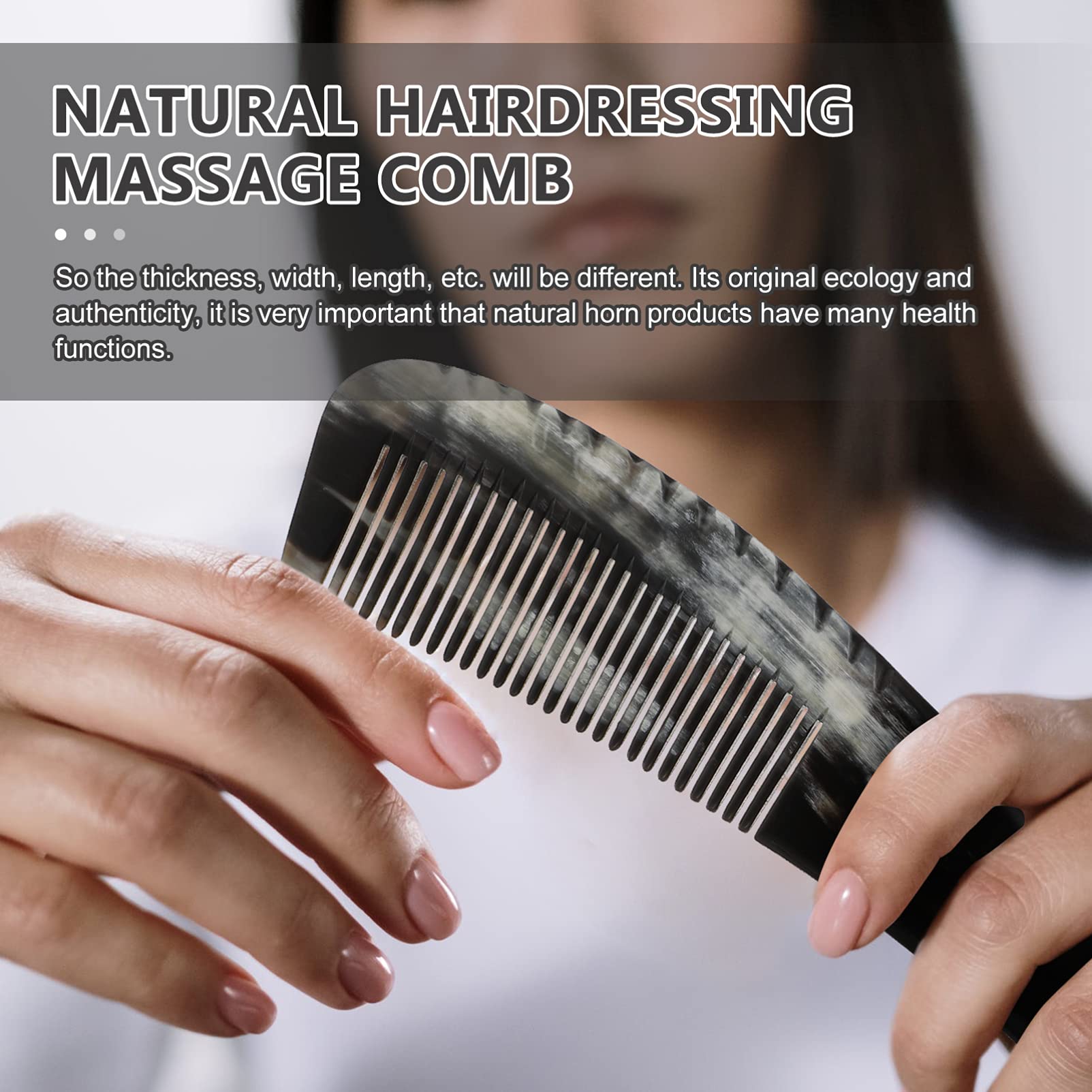 Natural Horn Massage Comb for Women - Anti-Static Hair Comb with Handmade Grain for Scalp Massage, Detangling & Styling | Portable Pocket Size for Home, Travel & On-the-Go Hair Care