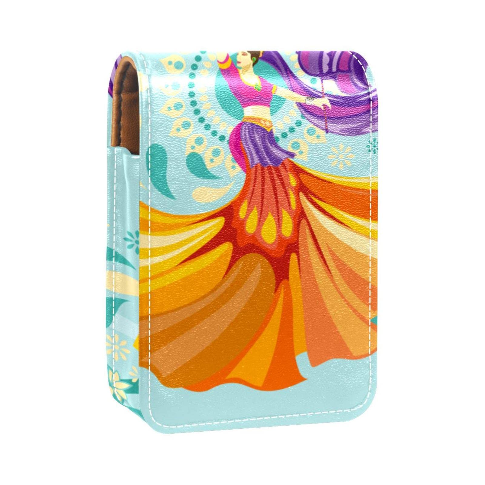 Lip Gloss Holder Lipstick Case - Portable Mini Lipstick Storage Box with Mirror, Travel Lipstick Organizer for Women - Perfect for Garba Dance, Parties, Travel & Daily Makeup