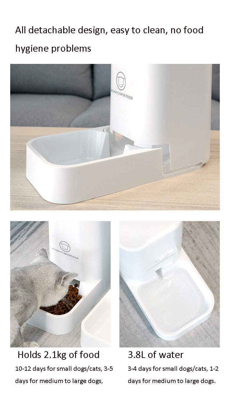 Automatic Gravity Pet Feeder & Water Dispenser for Cats & Dogs - No Spill Large Capacity Food Bowl for Small, Medium, Large Breeds (White) - Perfect for Home, Travel, and Office Use