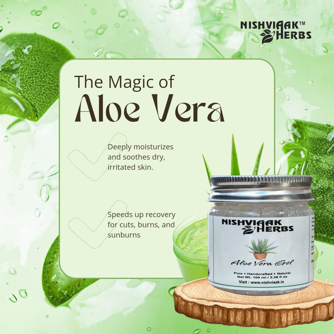 Nishviaak™ Organic Aloe Vera Gel for Skin & Hair Care - Soothes Sunburn, Hydrates Dry Skin, Promotes Hair Growth | Perfect for Face, Body & Scalp Treatment