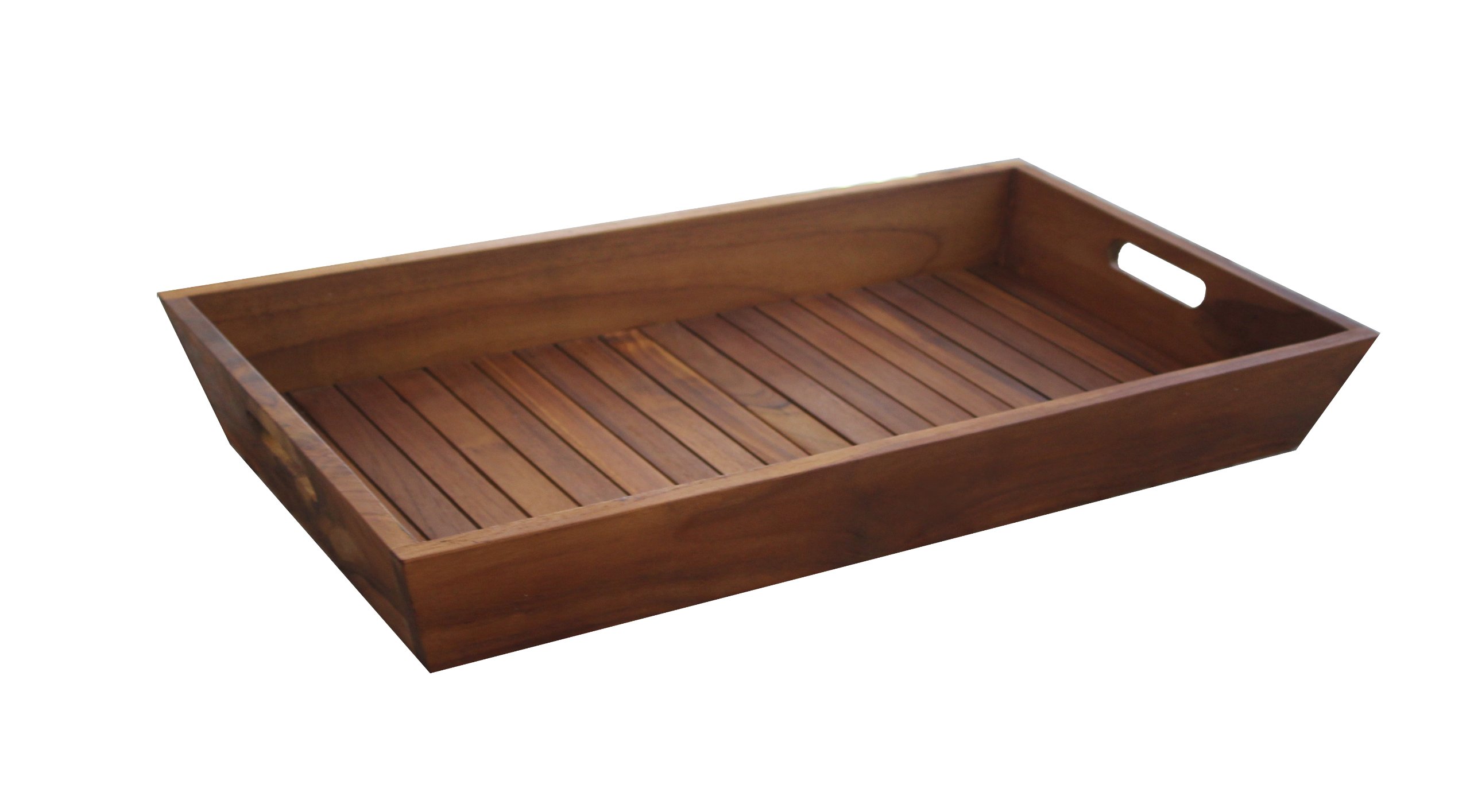 Premium Solid Teak Wood Serving Tray - Large Bathroom & Spa Amenities Organizer for Hotels, Resorts & Home Decor