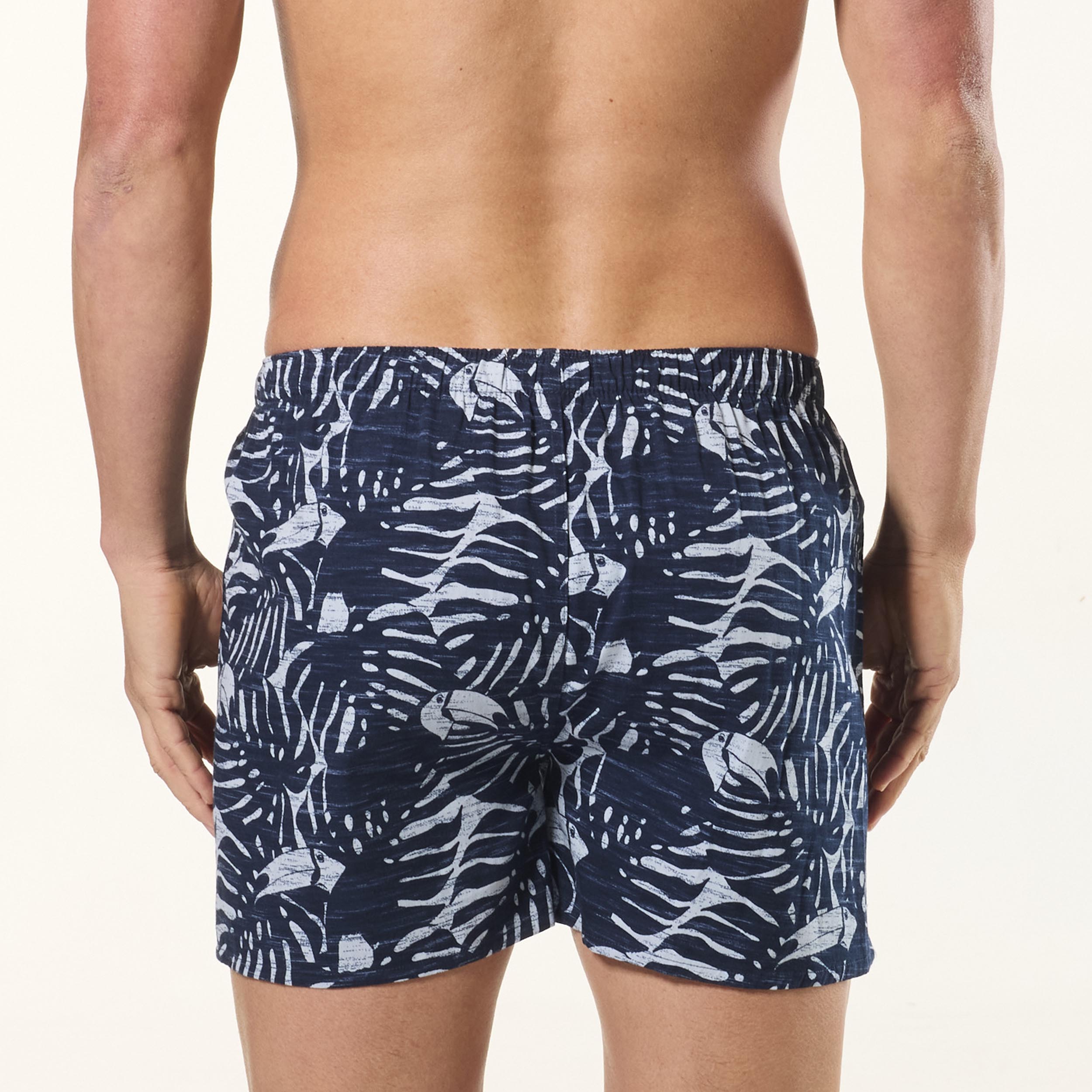 Men's Hidden Toucan Cotton Boxer Shorts - Soft Breathable Underwear for Men - Navy Blue - Perfect for Daily Wear, Travel & Gifts