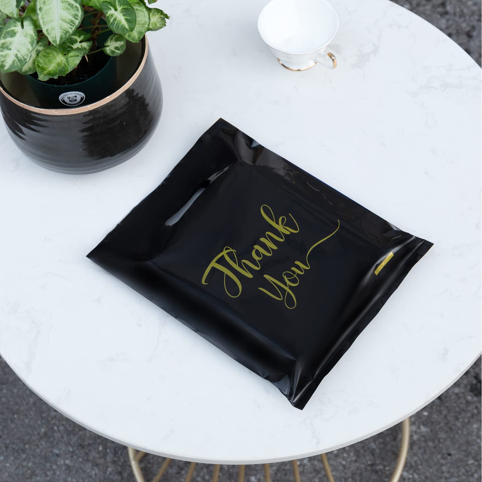 100 Pack Small Plastic Thank You Bags for Business - 9x12 Inch Retail Shopping Bags for Packaging Products, Merchandise & Boutique Wholesale (Black) - Perfect for Retail Stores, Gifts & Small Business Packaging