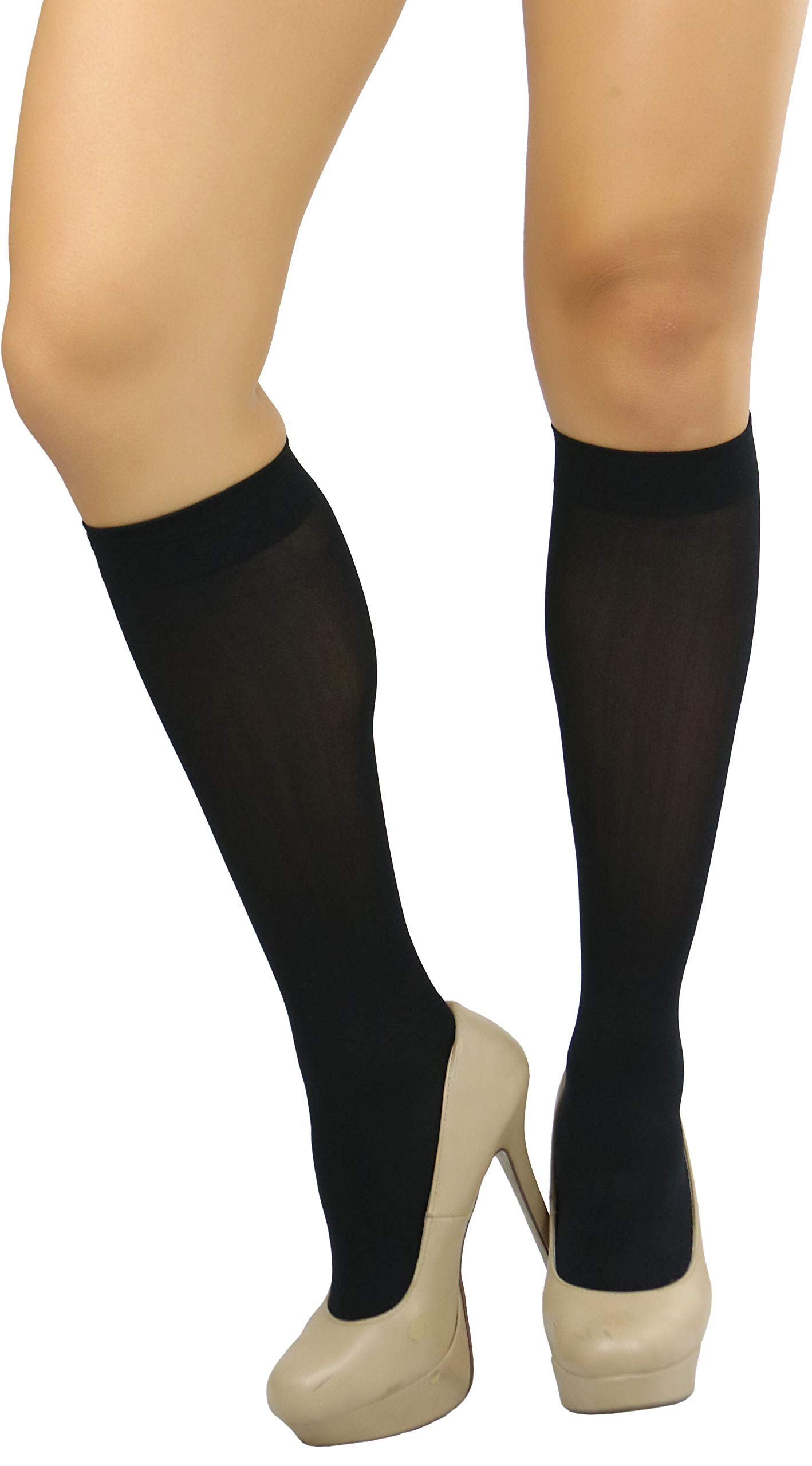 ToBeInStyle Women's Fashion Opaque Nylon Knee High Socks - Comfortable & Stylish Winter Socks for Boots, Office Wear & Casual Outfits