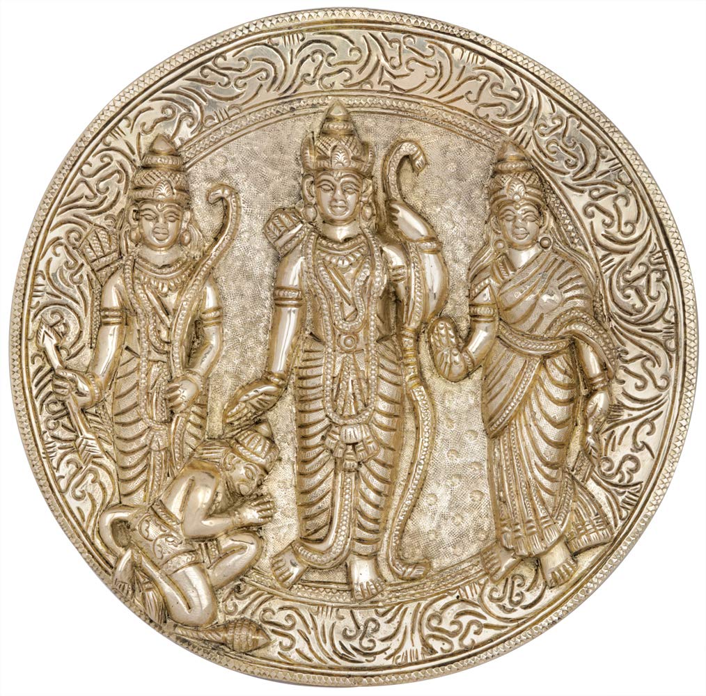 Ram Durbar Brass Wall Hanging Statue - Hindu Religious Home Decor for Pooja Room, Living Room & Office