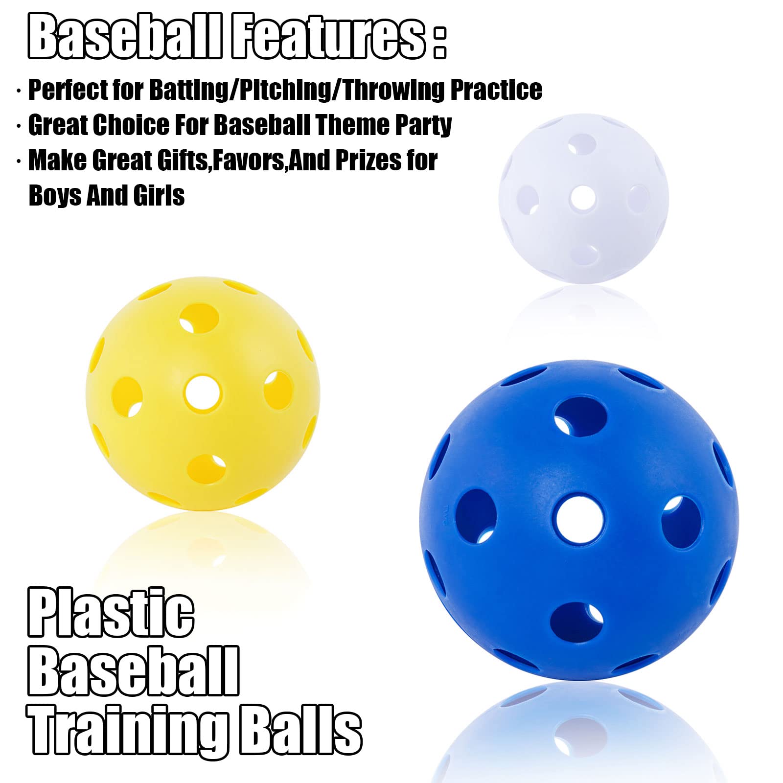 GKK 12 Pack Plastic Baseballs - 9 Inch Soft Practice Training Balls for Hitting, Batting & Pickleball | Lightweight Indoor/Outdoor Use for Kids, Backyard Games & Baseball Drills