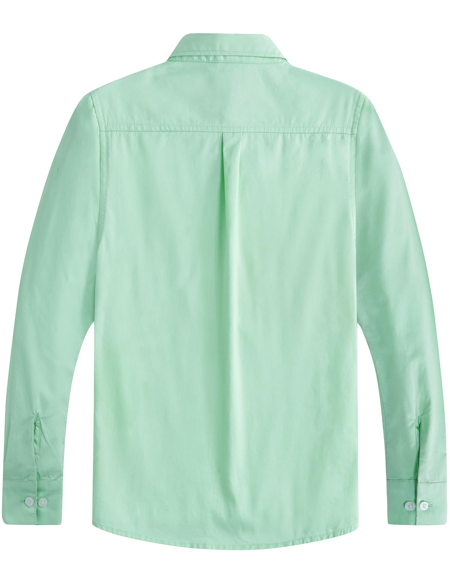 Spring&Gege Boys' Long Sleeve Dress Shirts - Formal Uniform Woven Solid Cotton Button Down Shirt for School, Church & Special Occasions