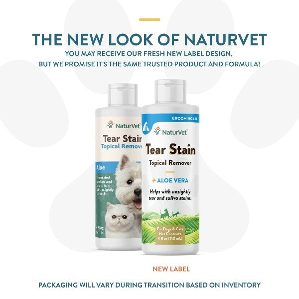 NaturVet Aloe Vera Tear Stain Remover for Dogs & Cats - Gentle Eye Cleaning Solution for Pet Grooming & Daily Care